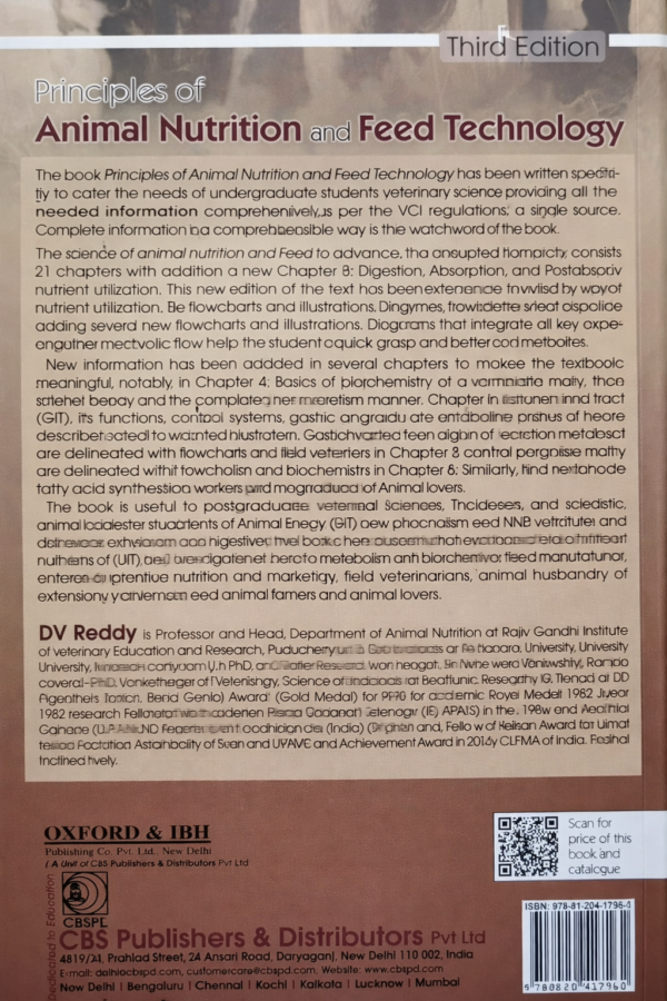 Principles of Animal Nutrition and Feed Technology (3rd Edition, 2025) by D.V. Reddy | Comprehensive Guide to Livestock Feeding, Dairy Nutrition & Poultry Feed Formulation