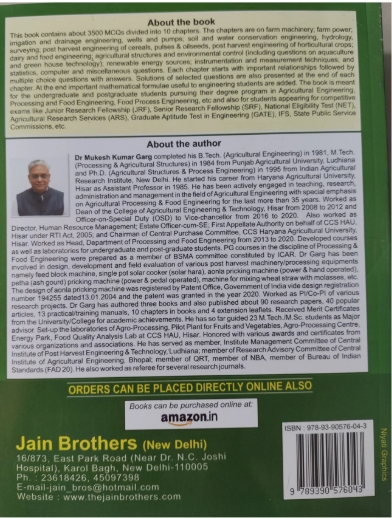 Jain Brothers Objective Agricultural Engineering, Question Bank for Competitive Exams, 2nd Edition by M. K. Garg [paperback] M.K. Garg [Dec 30, 2024]