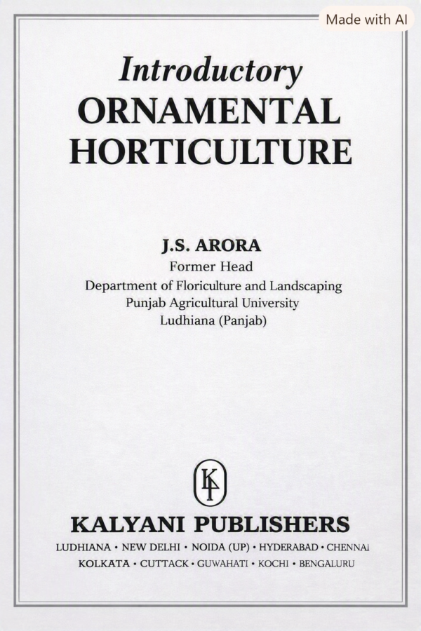 Introductory Ornamental Horticulture (Ninth Revised Edition) – JS Arora | Kalyani Publishers [ISBN: 9789389987430]